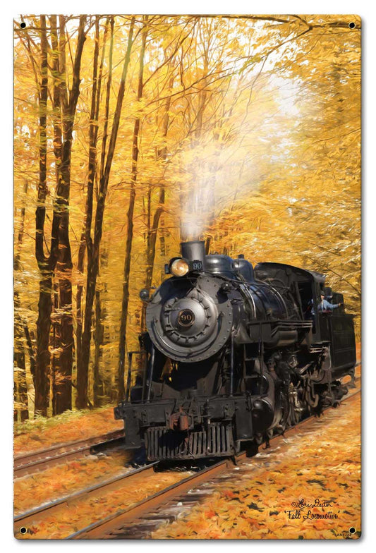 Fall Train Vintage Sign, Automotive, Metal Sign, Wall Art, 16 X 24 Inches