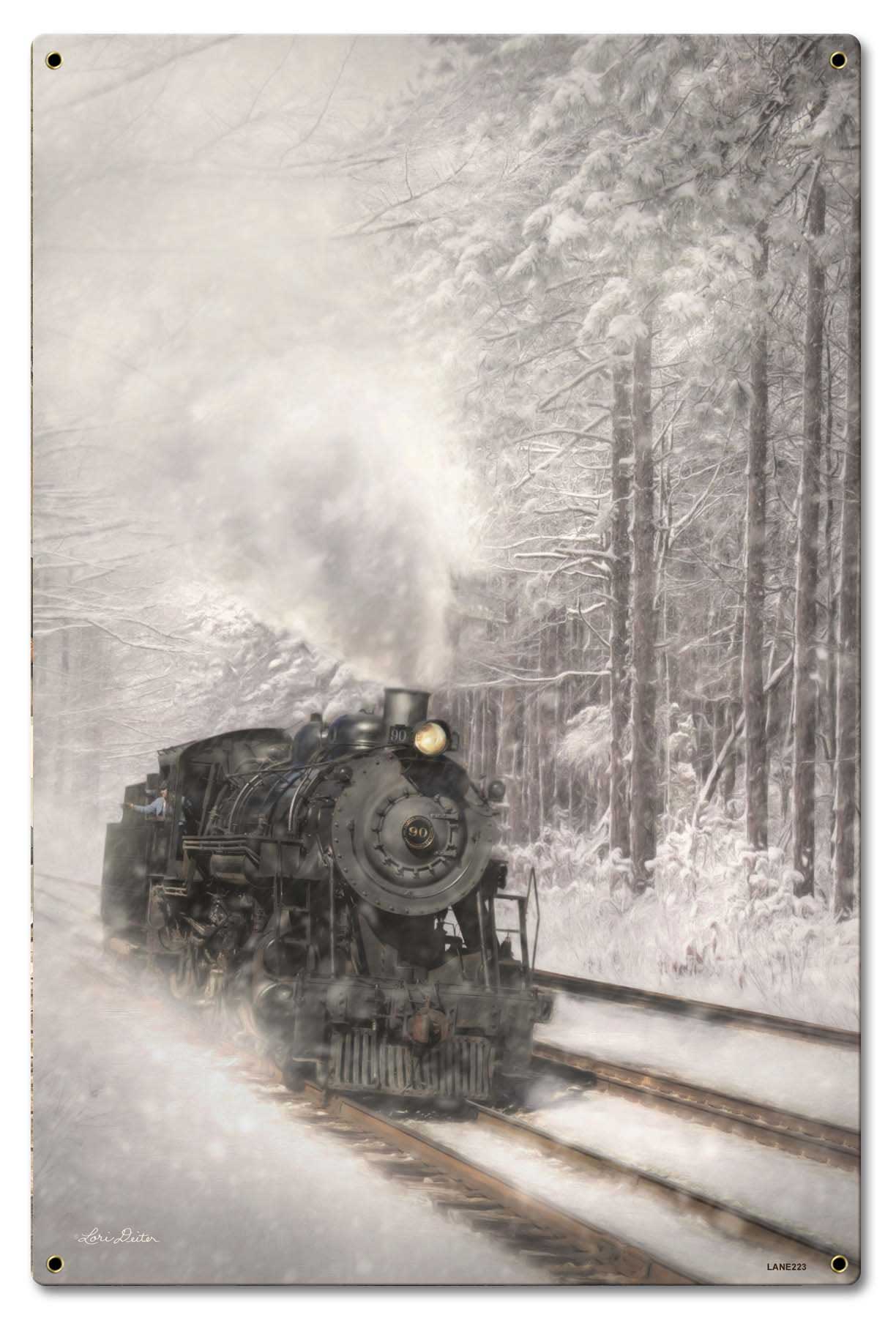 Snow Train Vintage Sign, Automotive, Metal Sign, Wall Art, 16 X 24 Inches