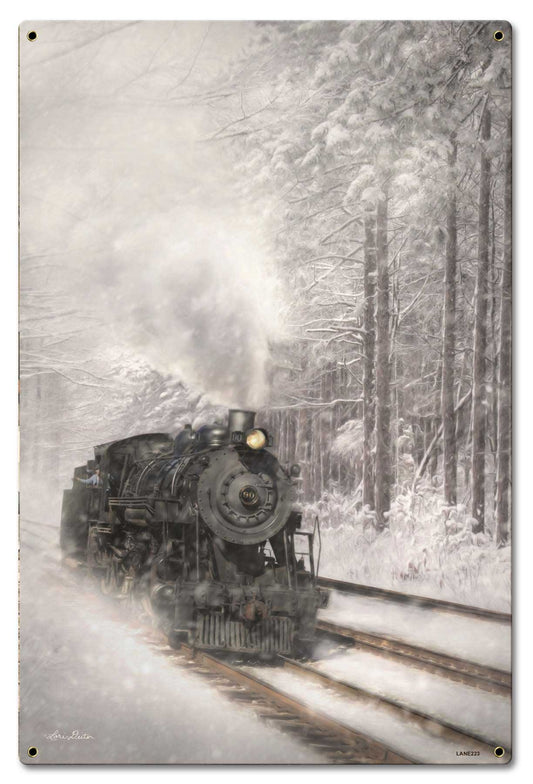 Snow Train Vintage Sign, Automotive, Metal Sign, Wall Art, 16 X 24 Inches