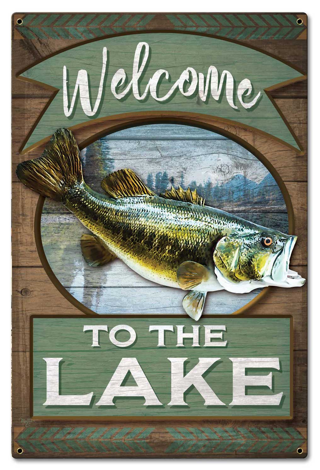 Welcome To The Lake Vintage Sign, Automotive, Metal Sign, Wall Art, 16 X 24 Inches