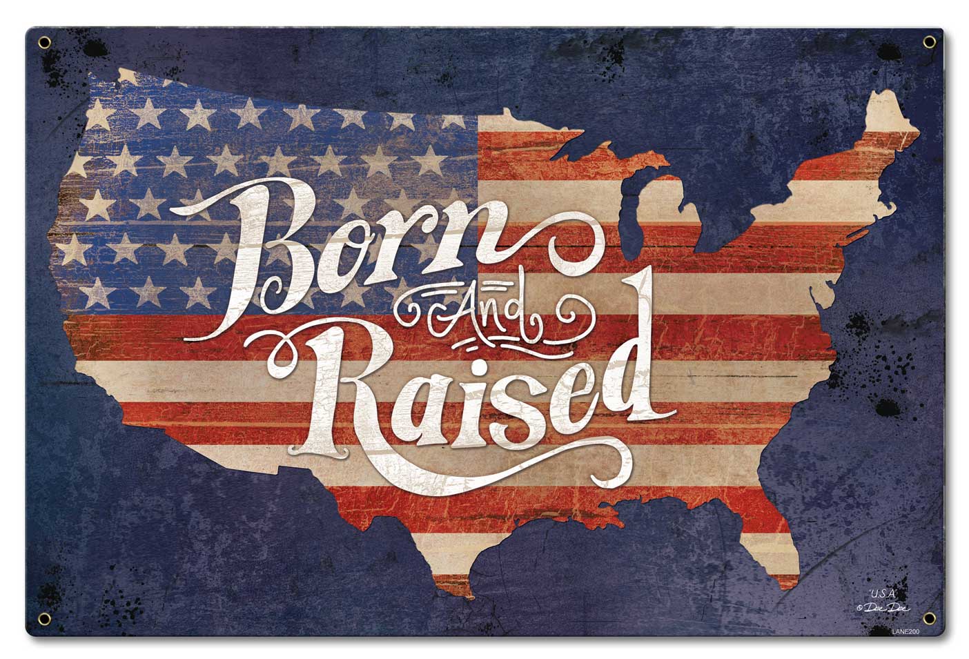 Born And Raised America Vintage Sign, Automotive, Metal Sign, Wall Art, 16 X 24 Inches