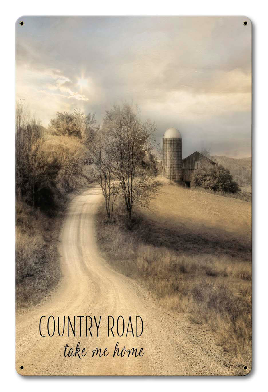 Country Road Take Me Home Vintage Sign, Automotive, Metal Sign, Wall Art, 12 X 18 Inches