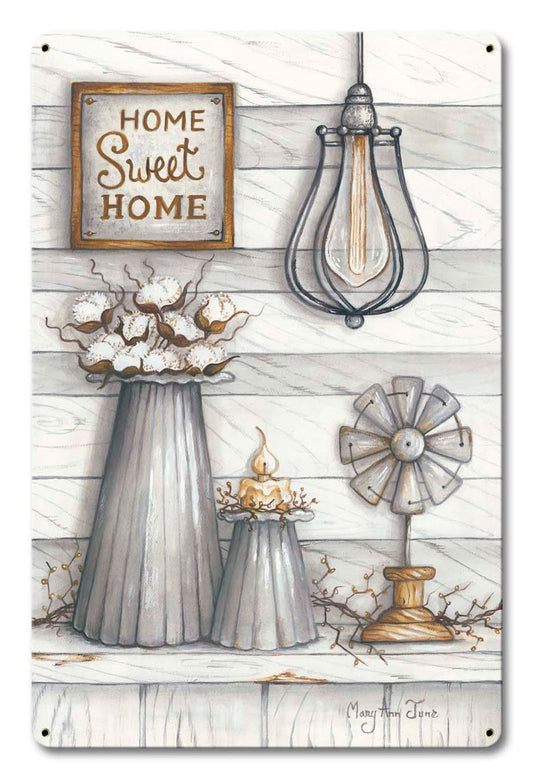 Home Sweet Home Indoor Decor Vintage Sign, Automotive, Metal Sign, Wall Art, 12 X 18 Inches