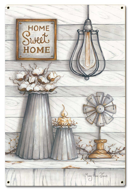 Home Sweet Home Indoor Decor Vintage Sign, Automotive, Metal Sign, Wall Art, 16 X 24 Inches