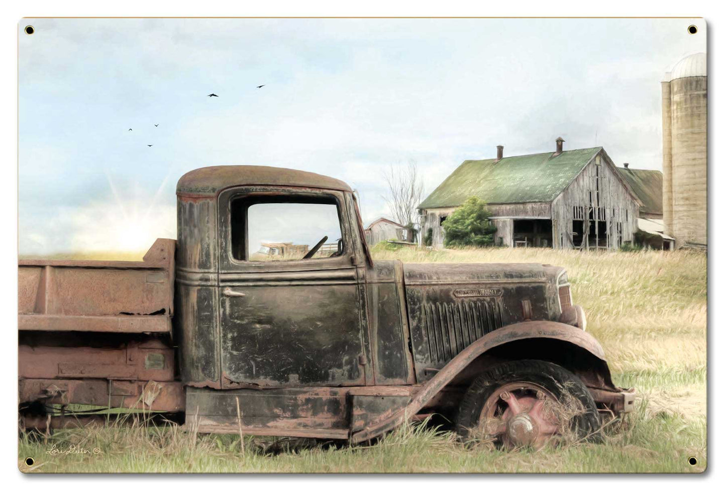Truck Barn Vintage Sign, Automotive, Metal Sign, Wall Art, 24 X 16 Inches