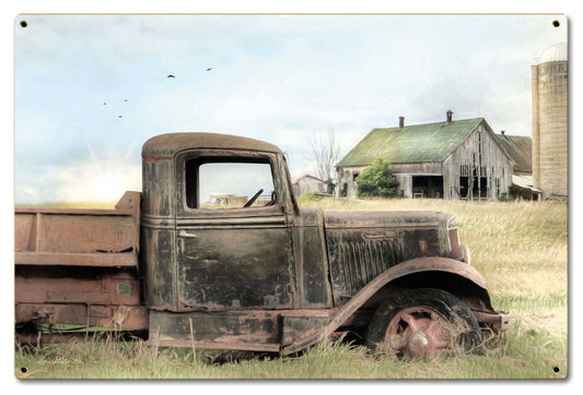 Truck Barn Vintage Sign, Automotive, Metal Sign, Wall Art, 24 X 16 Inches