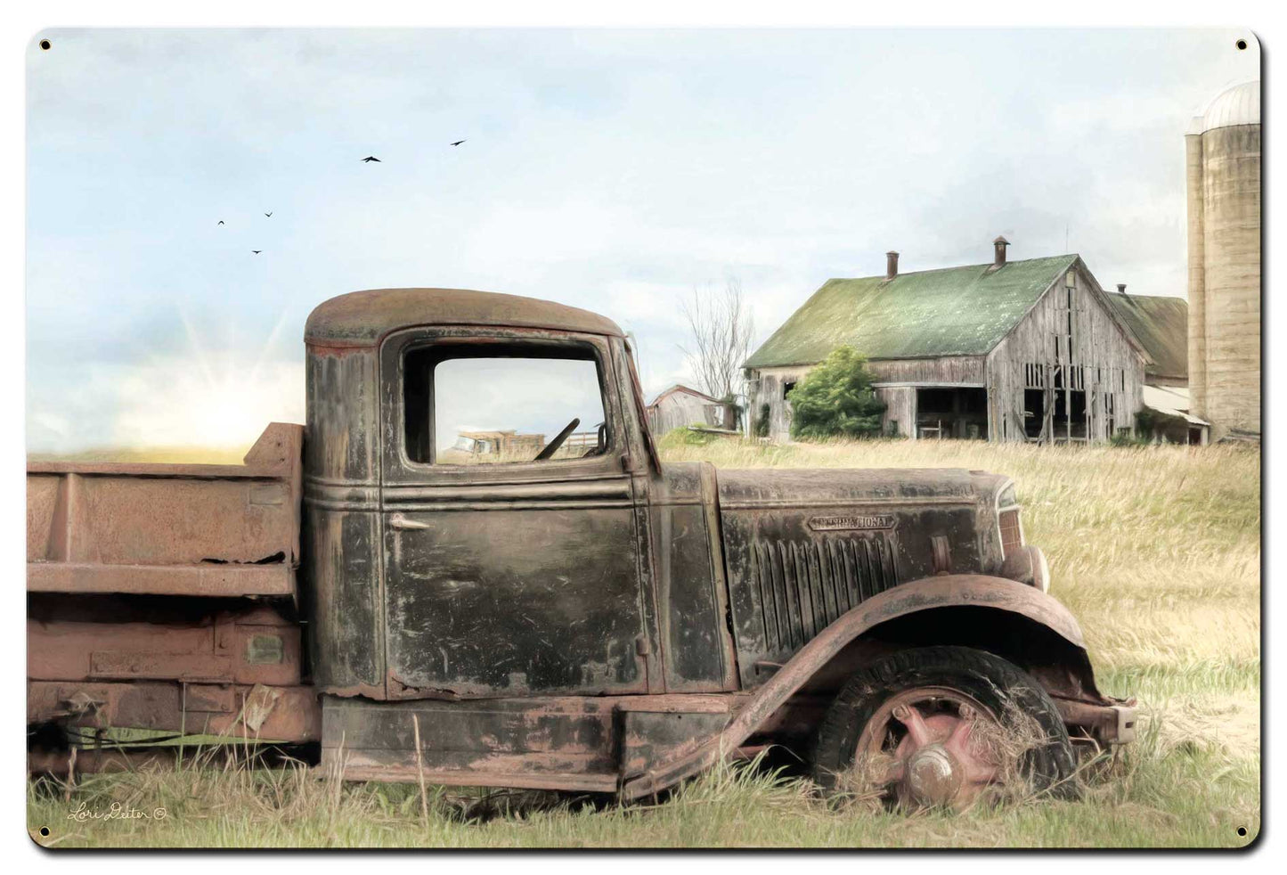 Truck Barn Vintage Sign, Automotive, Metal Sign, Wall Art, 36 X 24 Inches