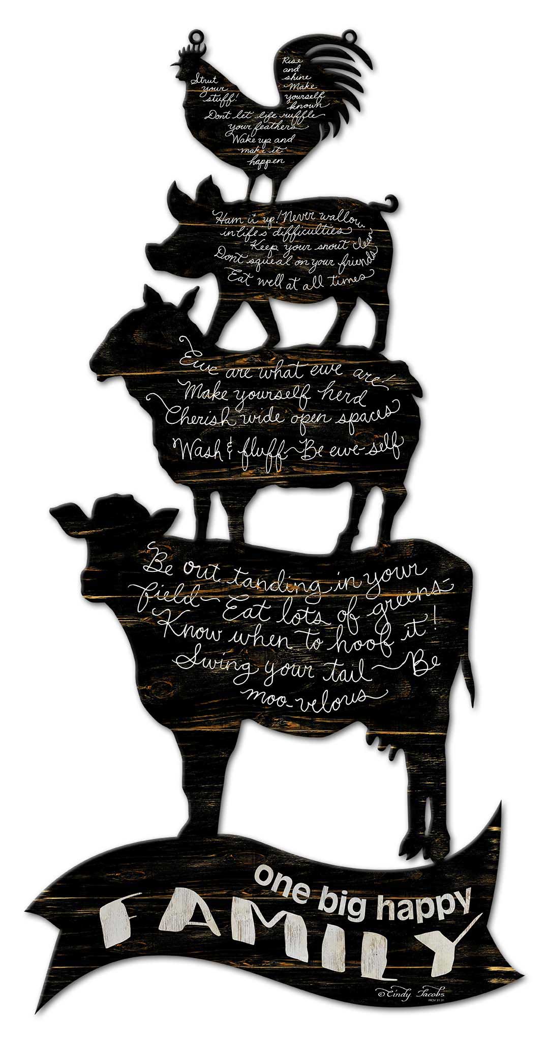 Animal X 4 Recovered Vintage Sign, Home & Garden, Metal Sign, Wall Art, 14 X 27 Inches