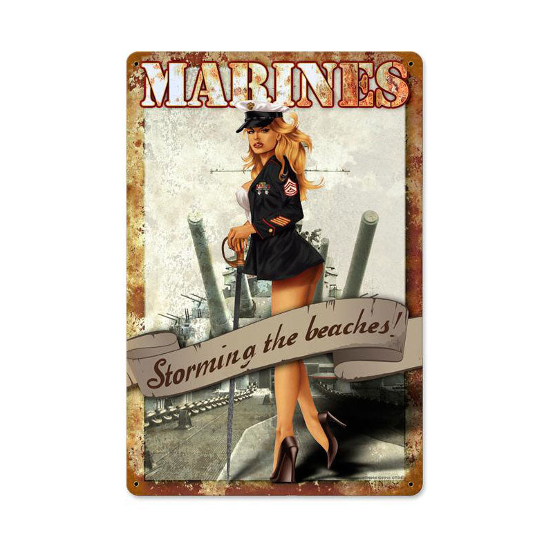 MARINES, Military, Metal Sign, Wall Art, 12 X 18 Inches
