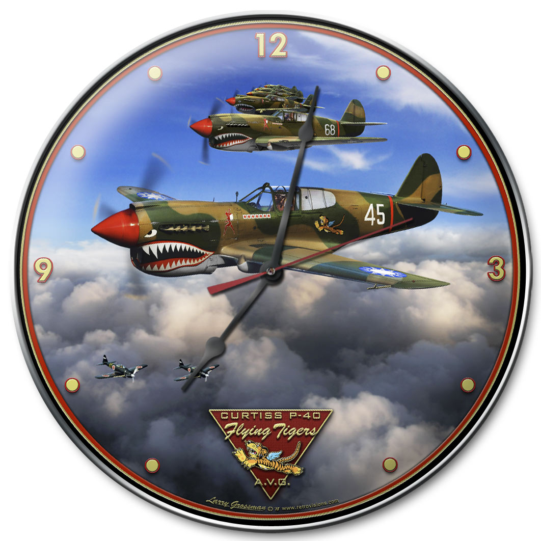 P-40 Flying Tigers, Automotive, Metal Sign, Wall Art, 14 X 14 Inches