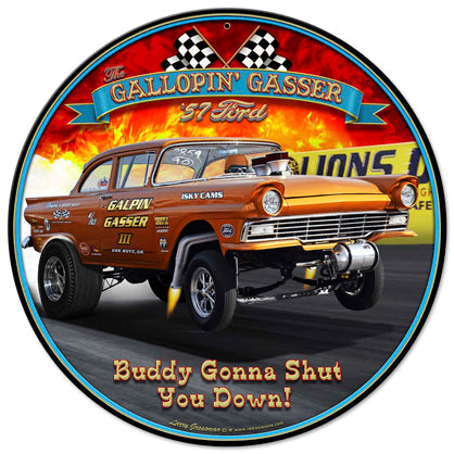 Gallopin' Gasser Vintage Sign, Oil & Petro, Metal Sign, Wall Art, 14 X 14 Inches