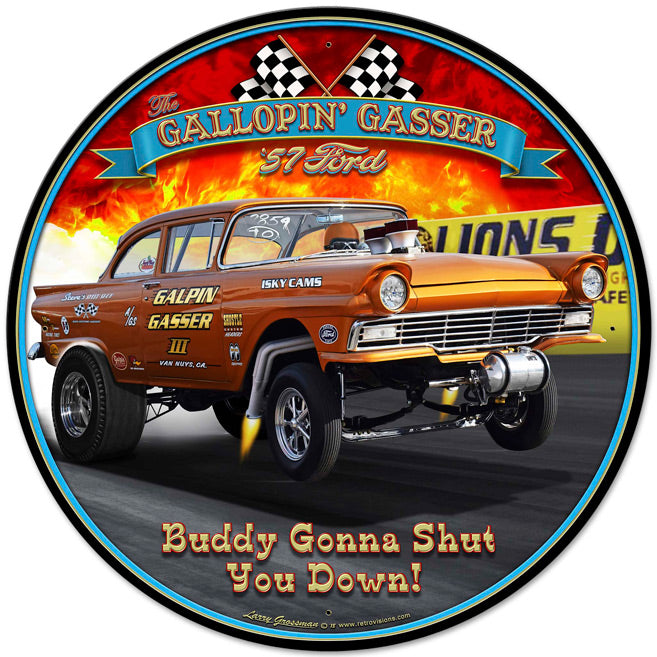 Gallopin' Gasser Vintage Sign, Oil & Petro, Metal Sign, Wall Art, 28 X 28 Inches