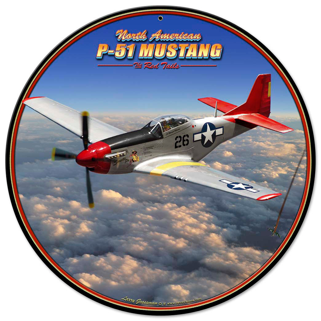 P-51 Mustang Vintage Sign, Automotive, Metal Sign, Wall Art, 14 X 14 Inches