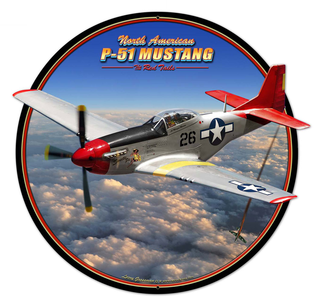 P-51 Mustang Vintage Sign, Automotive, Metal Sign, Wall Art, 18 X 17 Inches