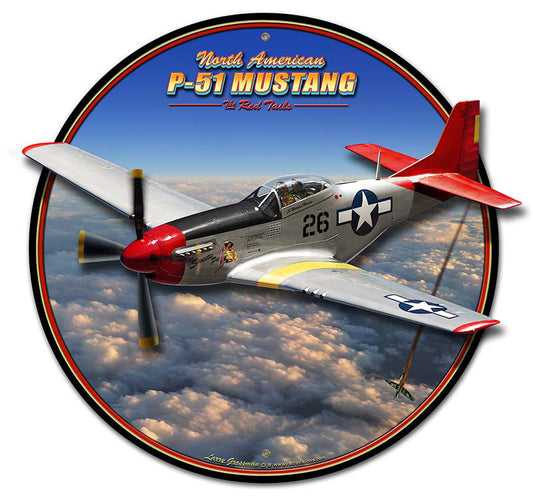3-D P-51 Mustang Vintage Sign, 3-D, Metal Sign, Wall Art, 17 X 17 Inches