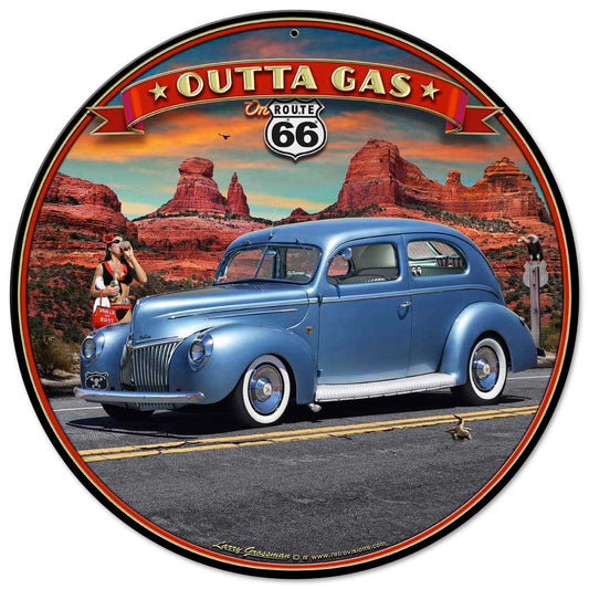 1939 Rod Sedan Rt 66 Vintage Sign, Street Signs, Metal Sign, Wall Art, 14 X 14 Inches