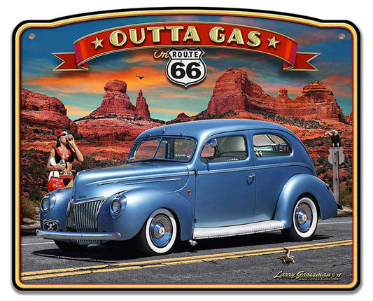 1939 Rod Sedan Rt 66 Vintage Sign, Street Signs, Metal Sign, Wall Art, 18 X 15 Inches