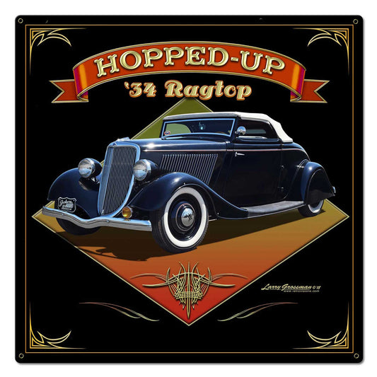 1934 Ragtop Rod Vintage Sign, Automotive, Metal Sign, Wall Art, 24 X 24 Inches