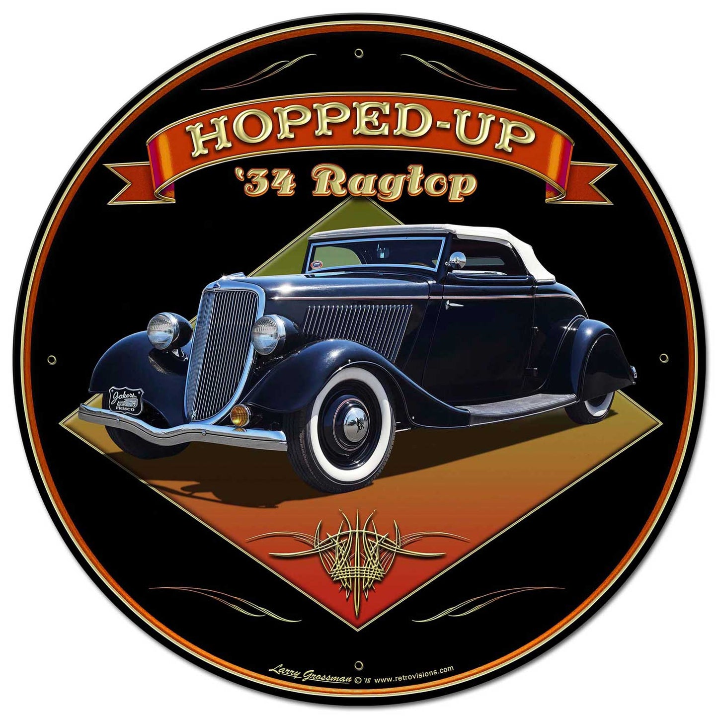 1934 Ragtop Rod Vintage Sign, Automotive, Metal Sign, Wall Art, 28 X 28 Inches