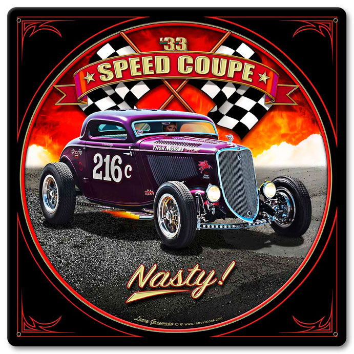 1933 Speed Coupe Vintage Sign, Automotive, Metal Sign, Wall Art, 12 X 12 Inches