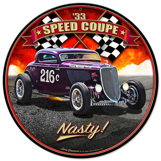 1933 Speed Coupe Vintage Sign, Automotive, Metal Sign, Wall Art, 14 X 14 Inches