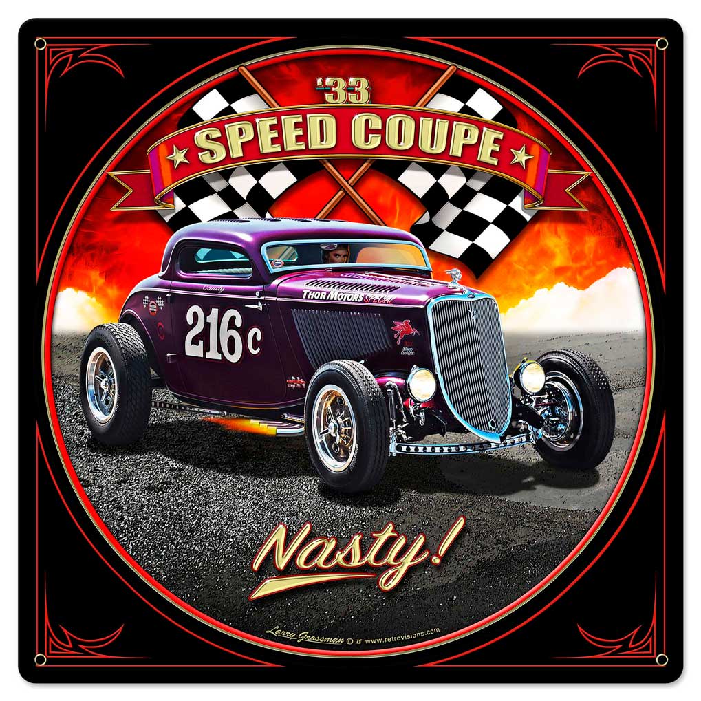 1933 Speed Coupe Vintage Sign, Automotive, Metal Sign, Wall Art, 24 X 24 Inches