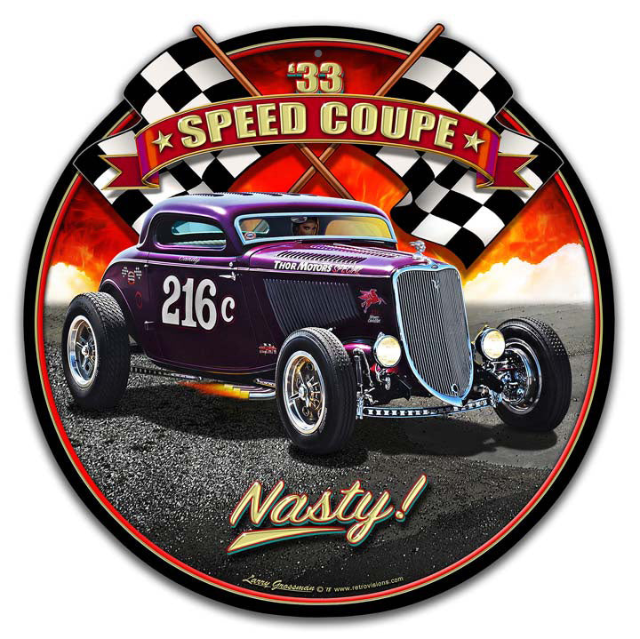 1933 Speed Coupe Vintage Sign, Automotive, Metal Sign, Wall Art, 18 X 18 Inches