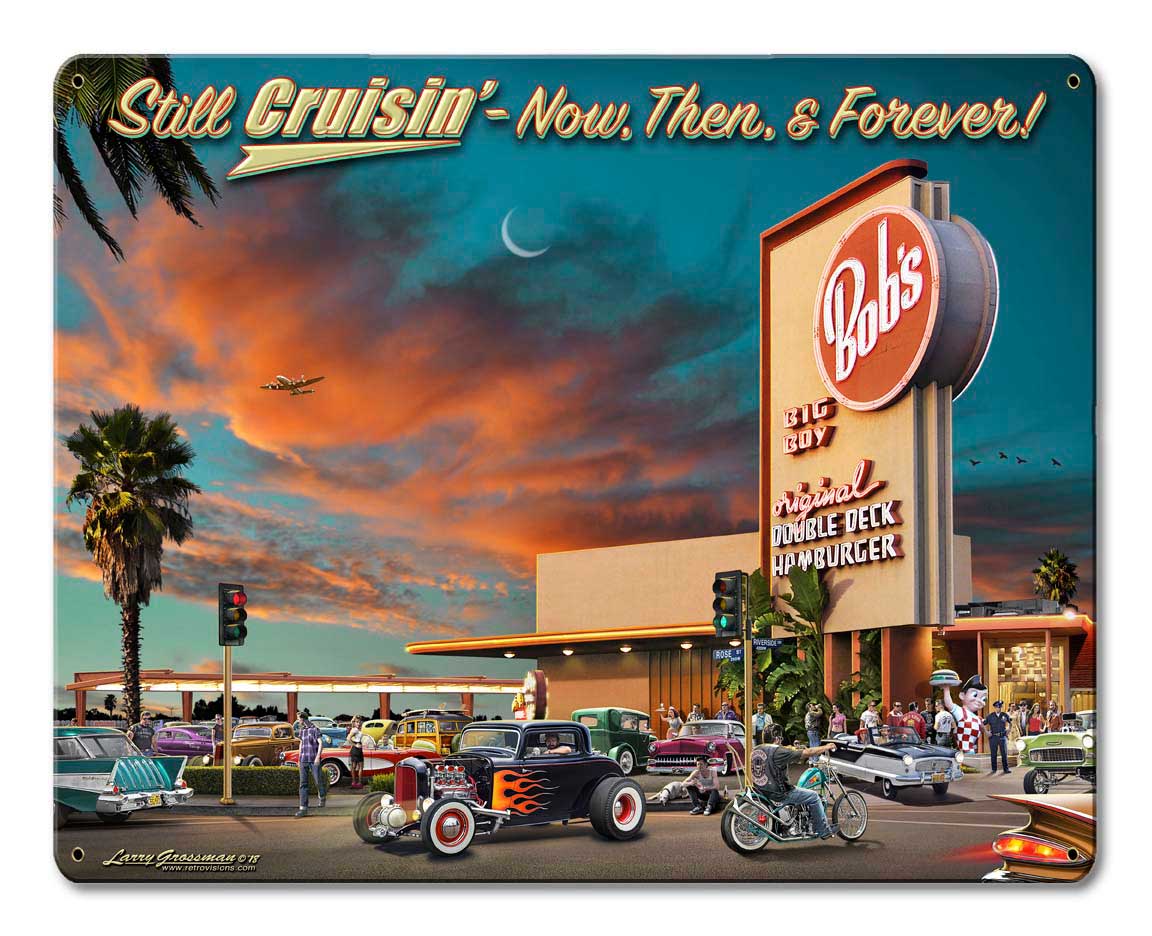 1966 Cruisin Bobs Vintage Sign, Automotive, Metal Sign, Wall Art, 15 X 12 Inches