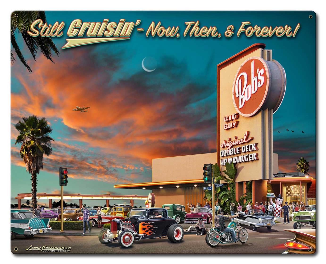 1966 Cruisin Bobs Vintage Sign, Automotive, Metal Sign, Wall Art, 30 X 24 Inches