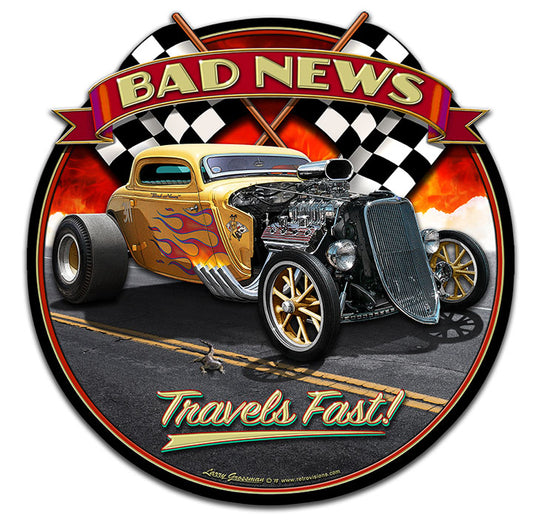 1933 Bad News 3-D Vintage Sign, 3-D, Metal Sign, Wall Art, 18 X 18 Inches