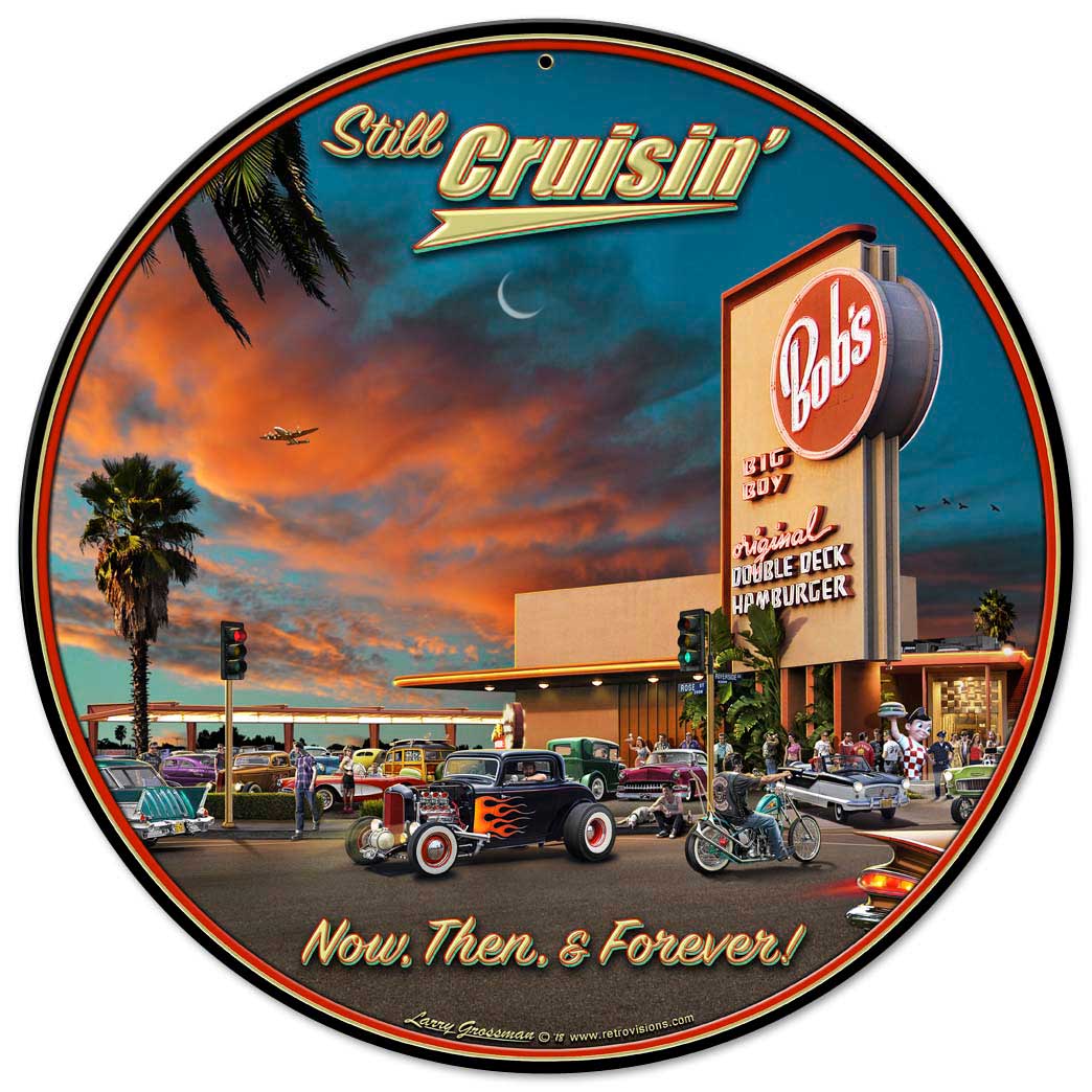 1966 Cruisin Bobs Vintage Sign, Automotive, Metal Sign, Wall Art, 14 X 14 Inches