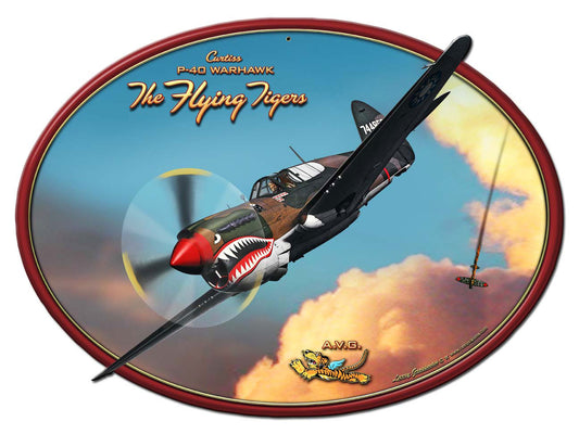 P-40 Flying Tiger Vintage Sign, Aviation, Metal Sign, Wall Art, 17 X 13 Inches