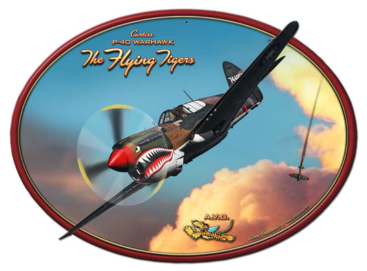 P-40 Flying Tiger Vintage Sign, Aviation, Metal Sign, Wall Art, 18 X 13 Inches
