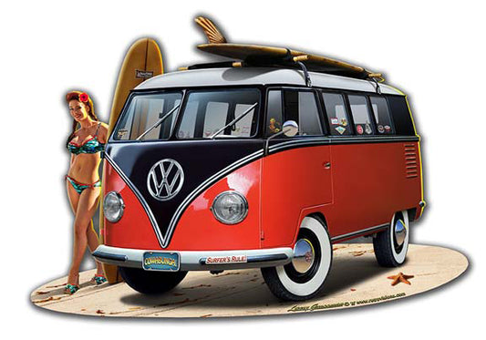 Huntington Beach VW Cut-out Vintage Sign, Automotive, Metal Sign, Wall Art, 18 X 15 Inches