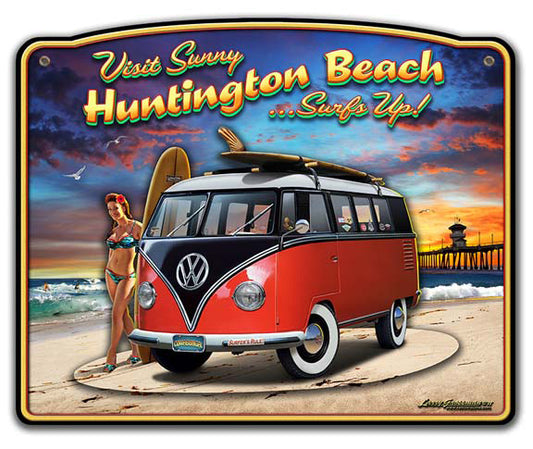 Huntington Beach VW 3-D Vintage Sign, 3-D, Metal Sign, Wall Art, 18 X 15 Inches