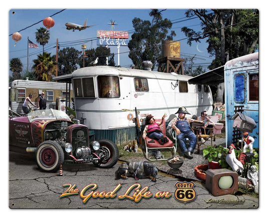 The Good Life Vintage Sign, Automotive, Metal Sign, Wall Art, 30 X 24 Inches