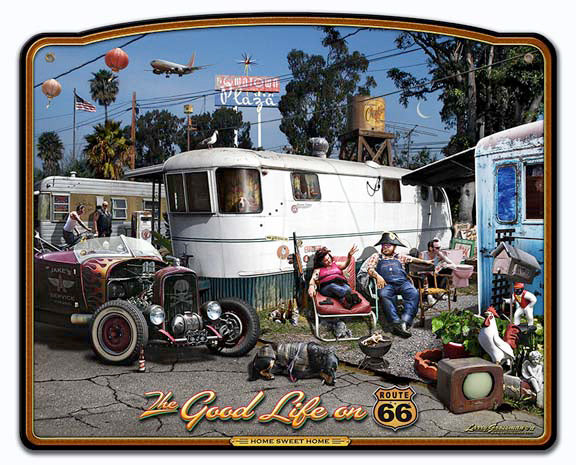 The Good Life Frame Vintage Sign, Automotive, Metal Sign, Wall Art, 33 X 27 Inches