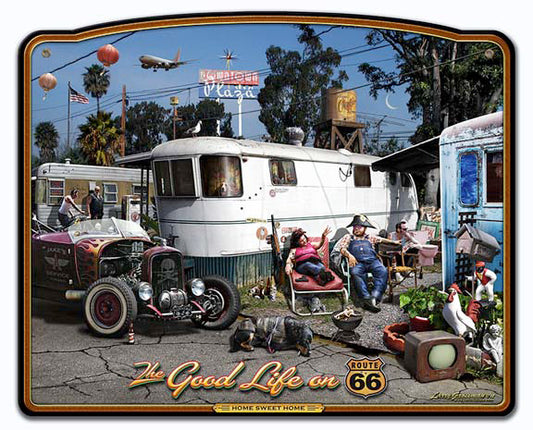 The Good Life Frame Vintage Sign, Automotive, Metal Sign, Wall Art, 33 X 27 Inches