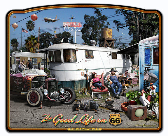 The Good Life Frame Vintage Sign, Automotive, Metal Sign, Wall Art, 16 X 14 Inches