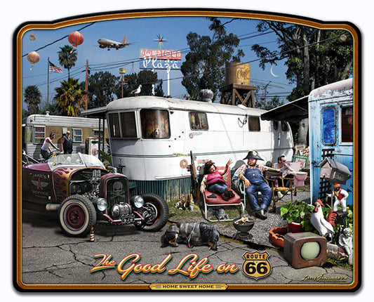 The Good Life Frame Vintage Sign, Automotive, Metal Sign, Wall Art, 16 X 14 Inches