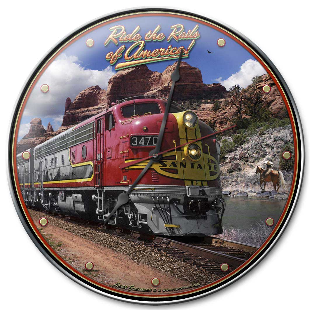 Ride The Rails Of America, Automotive, Metal Sign, Wall Art, 14 X 14 Inches