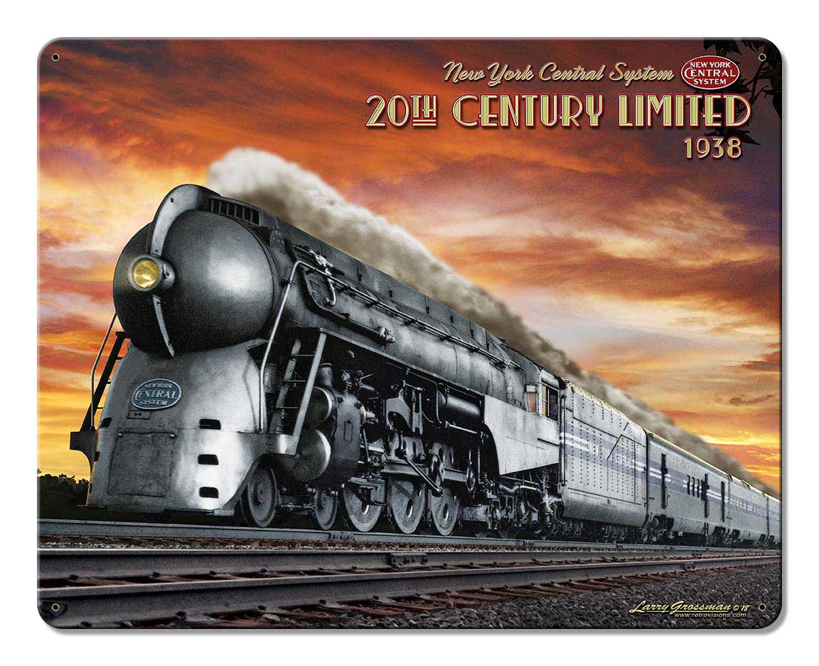 20th Century Limited Vintage Sign, Trains, Metal Sign, Wall Art, 15 X 12 Inches