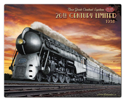20th Century Limited Vintage Sign, Trains, Metal Sign, Wall Art, 30 X 24 Inches