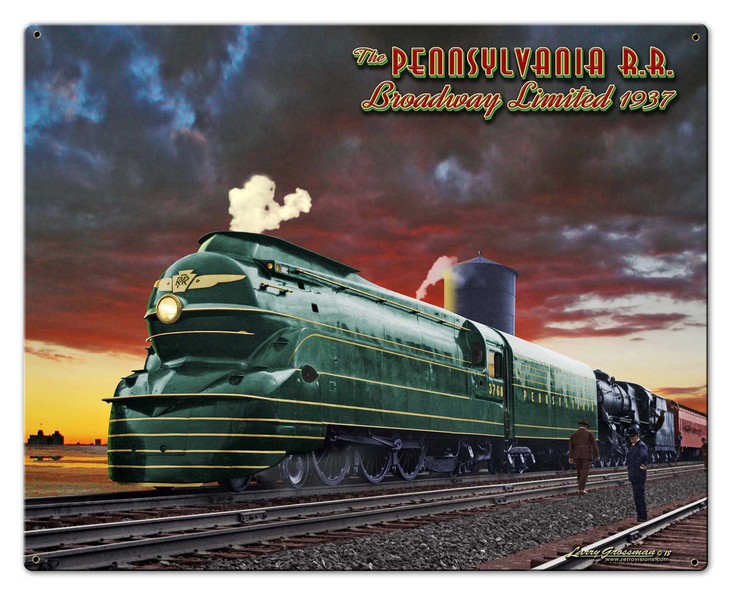 Pennsylvania Railroad Vintage Sign, Trains, Metal Sign, Wall Art, 30 X 24 Inches