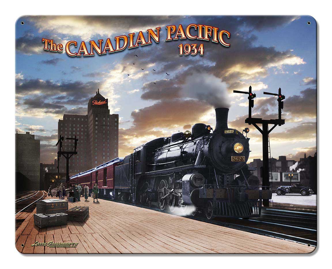 Canadian Pacific Train Vintage Sign, Automotive, Metal Sign, Wall Art, 15 X 12 Inches