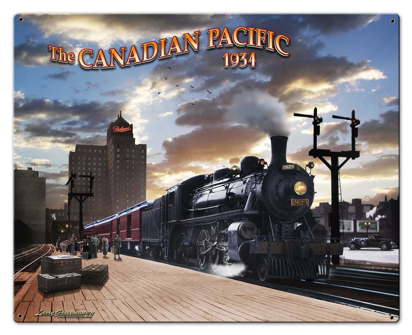 Canadian Pacific Train Vintage Sign, Automotive, Metal Sign, Wall Art, 30 X 24 Inches