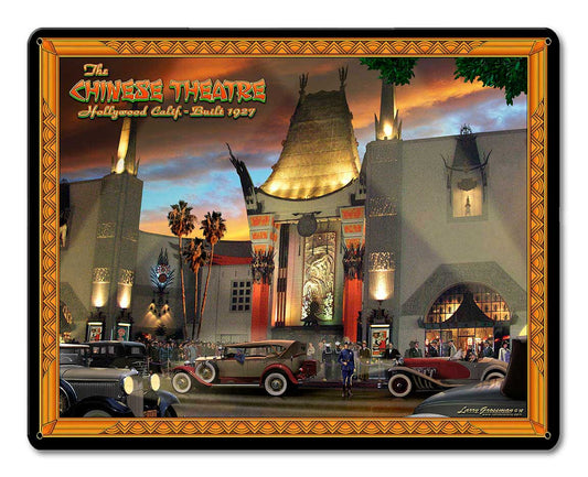 Chinese Theatre Vintage Sign, Automotive, Metal Sign, Wall Art, 15 X 12 Inches