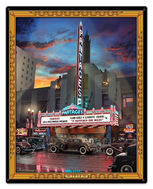 Pantages Theatre Vintage Sign, Automotive, Metal Sign, Wall Art, 24 X 30 Inches