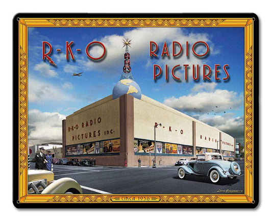 RKO Studios Vintage Sign, Automotive, Metal Sign, Wall Art, 15 X 12 Inches
