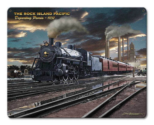 Rock Island Vintage Sign, Automotive, Metal Sign, Wall Art, 15 X 12 Inches